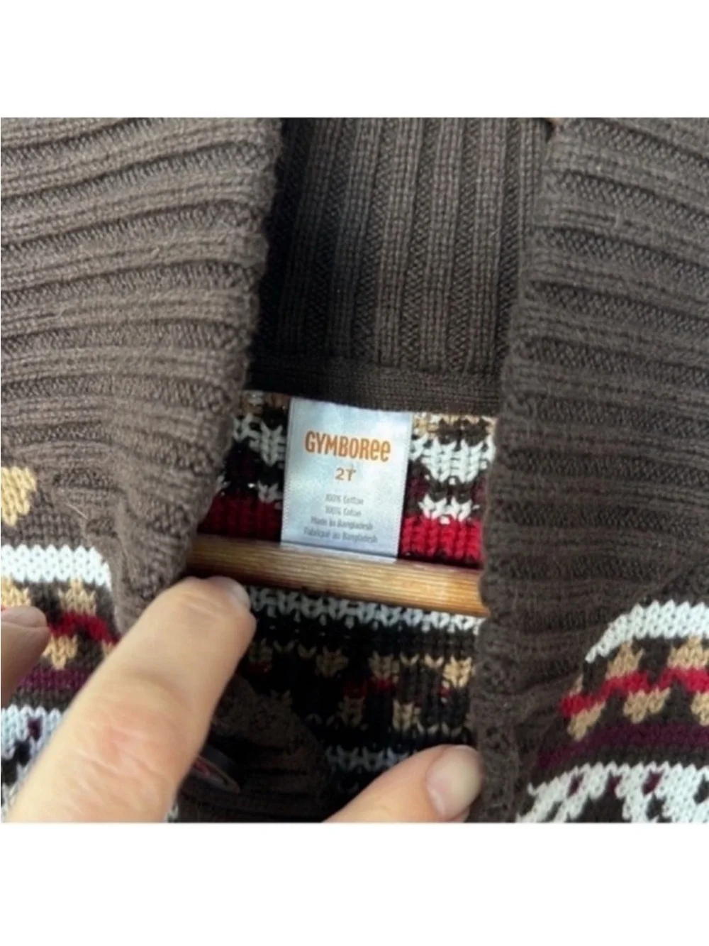 Gymboree Boys/Kids Knit Fair Isle Sweater Cardigan Sz 2T Button Down Brown Red